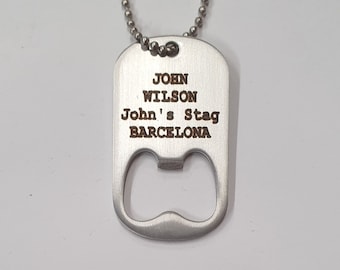 Personalized Stainless Steel Dog Tag Bottle Opener Necklace