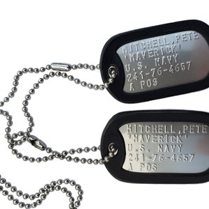 Personalised US NAVY Fighter Pilot Stainless Steel Dog Tag set