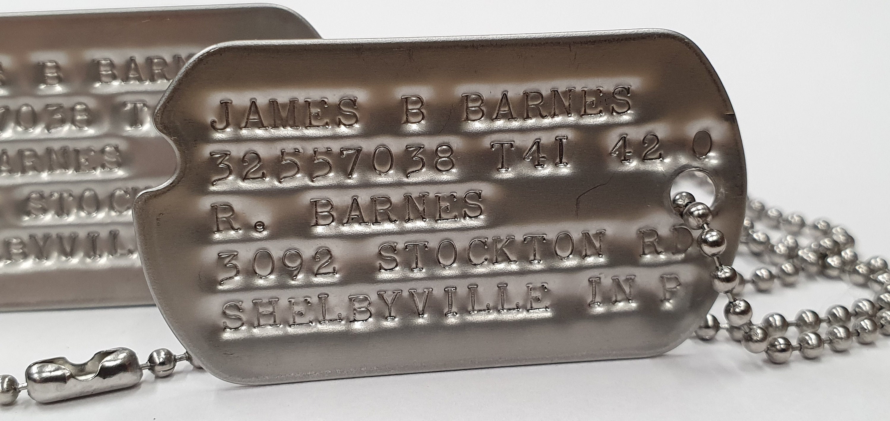 Bucky Barnes Dog Tag Stephen Rogers Dog Tag WWII Style 