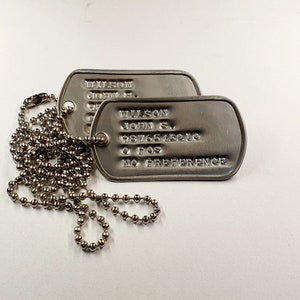 Personalised debossed US Military dog tags 1967 - 2015