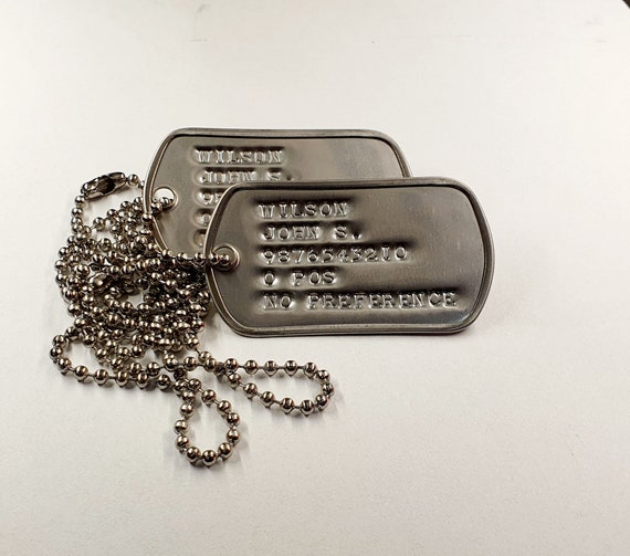 Blank box of stainless steel military dog tags