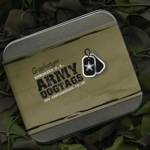 Double British Military Army Dog Tag ID Set, Personalised Round Stainless Steel Tags, Laser Etched Front with Steel Chains & Silencers image 5