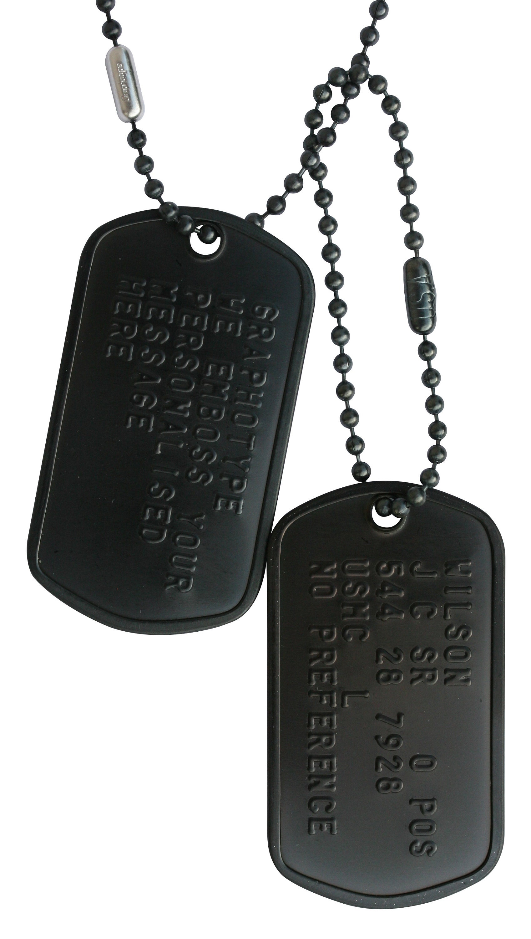 Custom Embossed Black Special Forces Military Army Ranger Navy Seals Dog  Tags