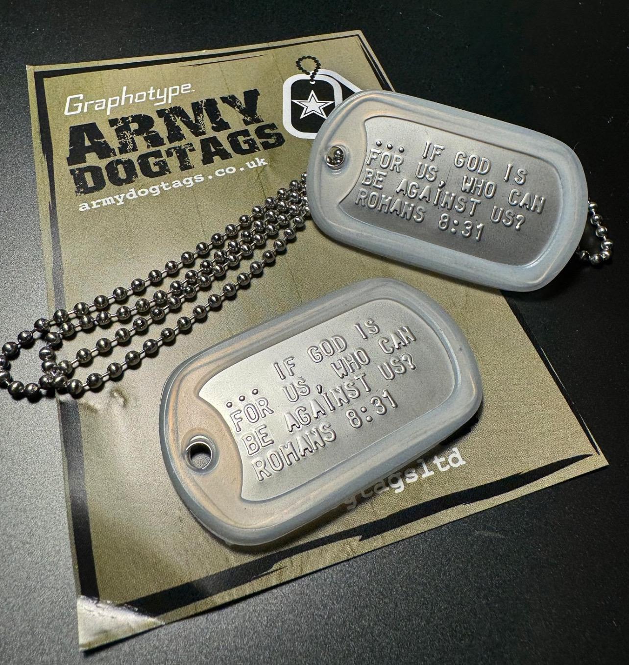 Stainless Steel US Army Dog Tag ID Set Personalised Embossed With Chains and Optional Coloured Silencers Etsy Canada