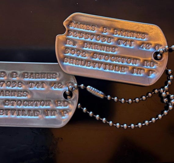 Medagliette Per Cani James Bucky Barnes Stile Militare - Acciaio Inox Con Catena A Sfere, Regno Unito - Foto 9