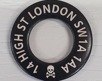 Heavy Duty Black 27mm Stainless Steel Washer Laser Etched Pet ID Tag / Keyring