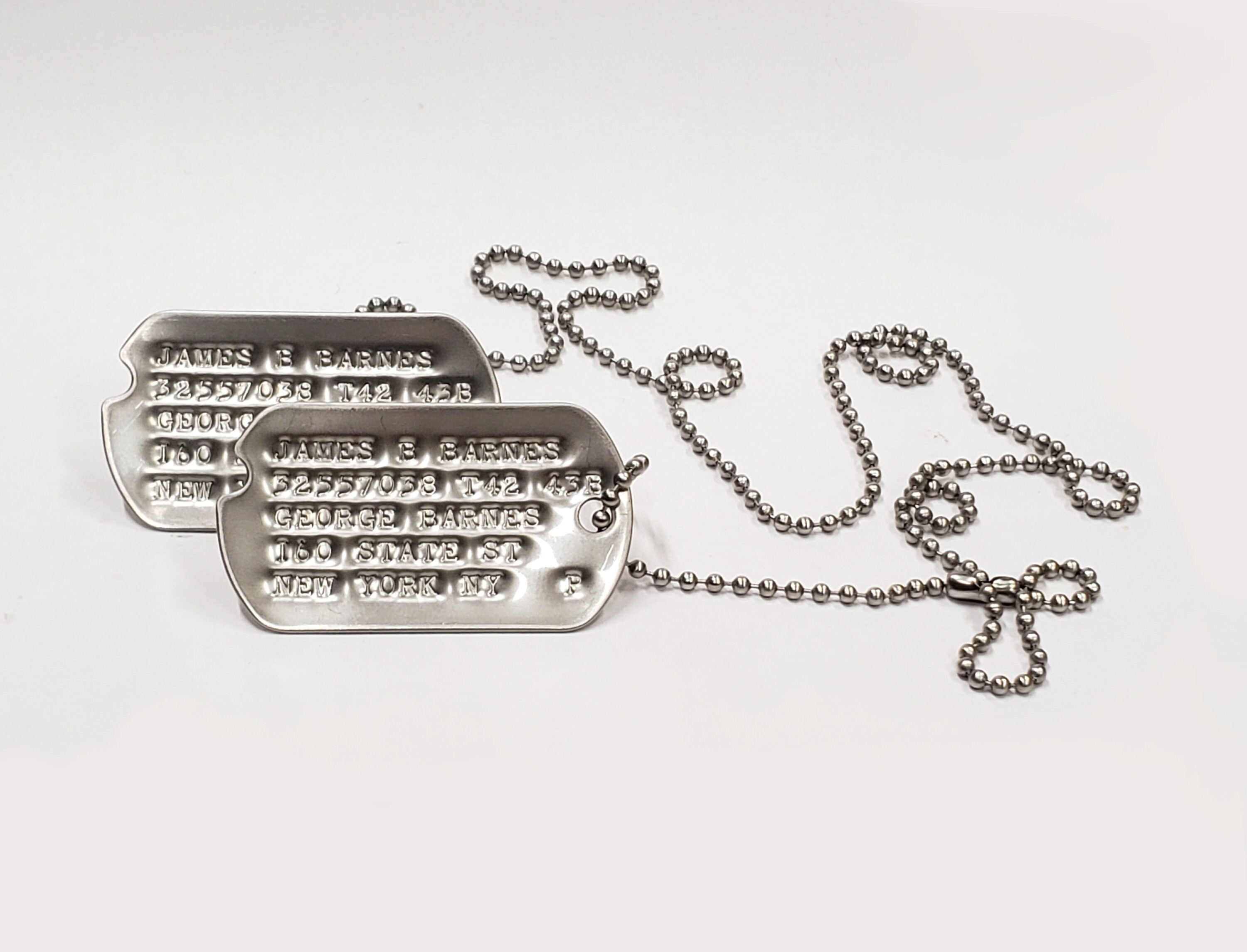 Personalized Military Dog Tag Set (set includes 2 tags, 2 chains, 2  silencers & a bonus P-38)
