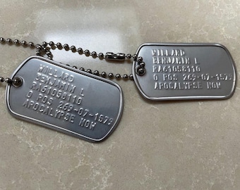 Stainless Steel US Army Dog Tag ID Set, Personalised & Embossed