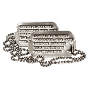 Personalised World War 2 debossed US Military dog tag set