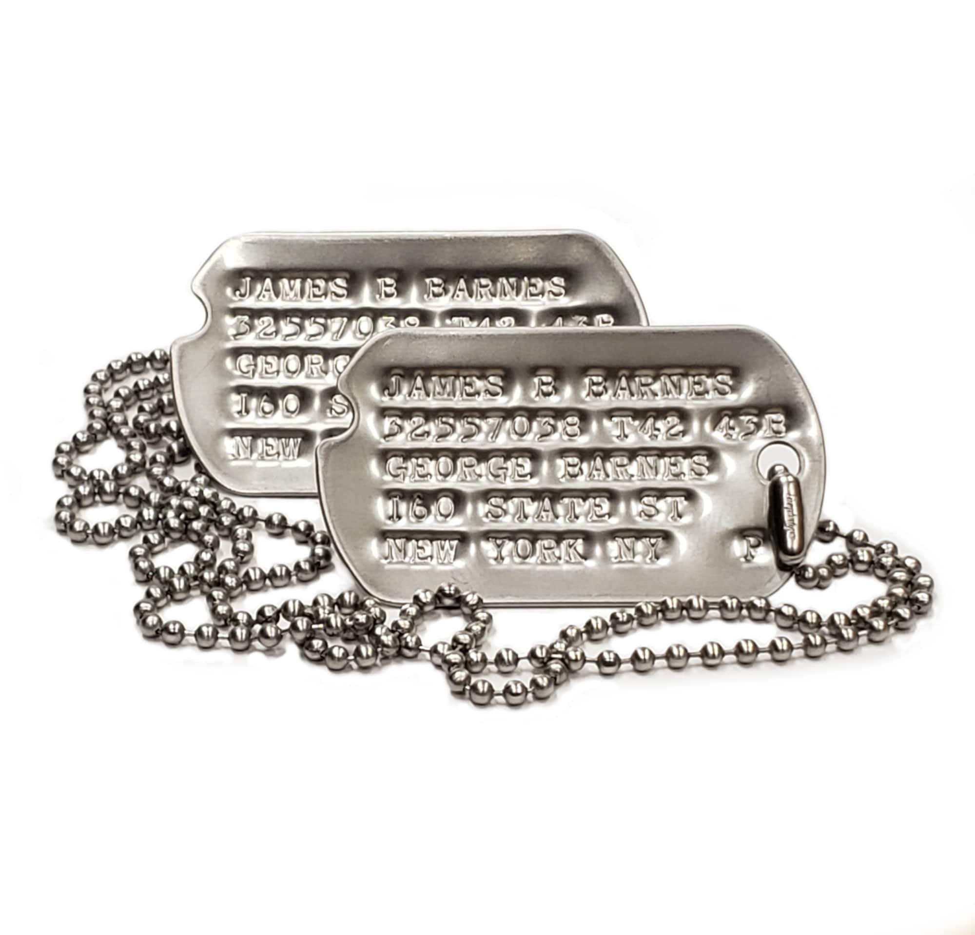 Real SINGLE Debossed Military Dog Tag Dogtag Personalized Customized For You