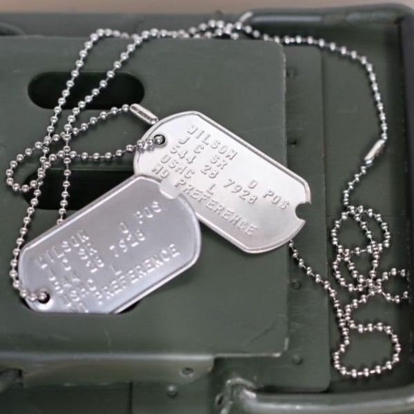 2 Personalized Dog Tags Necklace, Two Army ID Tag With Text, Coordinates  Necklace for Men, Solid Sterling Silver With Ball Chain H107 