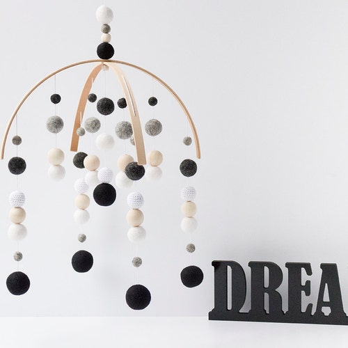 Monochrome Baby Mobile Nursery Mobile Boy Black White Etsy