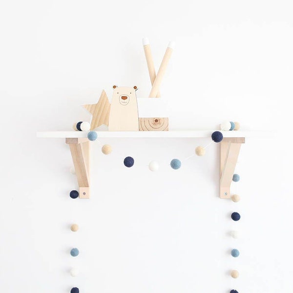 Neutral Boys Felt Ball Garland. Navy Blue Pom Pom Garland. Boys Nursery Decor. Boys Play Room Decor. Nursery Bunting. Nursery Garland