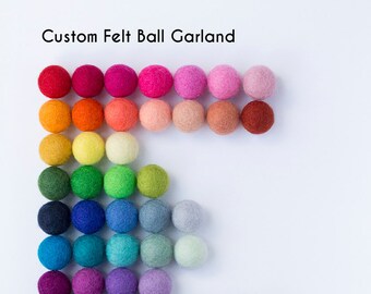 Custom Felt Ball Garland - Custom Pom Pom Garland - Custom Birthday Garland - Personalised Kids Room Decor