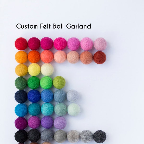 Custom Felt Ball Garland - Custom Pom Pom Garland - Custom Birthday Garland - Personalised Kids Room Decor