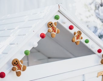 Gingerbread man Christmas Garland - Xmas Garland - Christmas mantel garland - Christmas bunting decorations