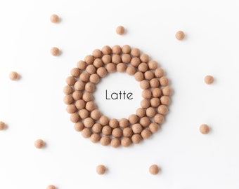 Latte Wool Felt Balls - 2.5cm Felt Pom Poms - 25mm Wool Balls - Tan Brown Felted Beads - DIY Felt Ball Garland - Baby Mobile -Craft Supplies