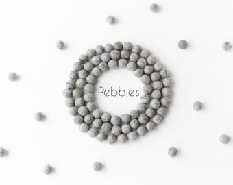 Pebbles Grey Wool Felt Balls - 2.5cm Felt Pom Poms - 25mm Wool Balls - Felted Beads - DIY Felt Ball Garland - Baby Mobile - Craft Supplies
