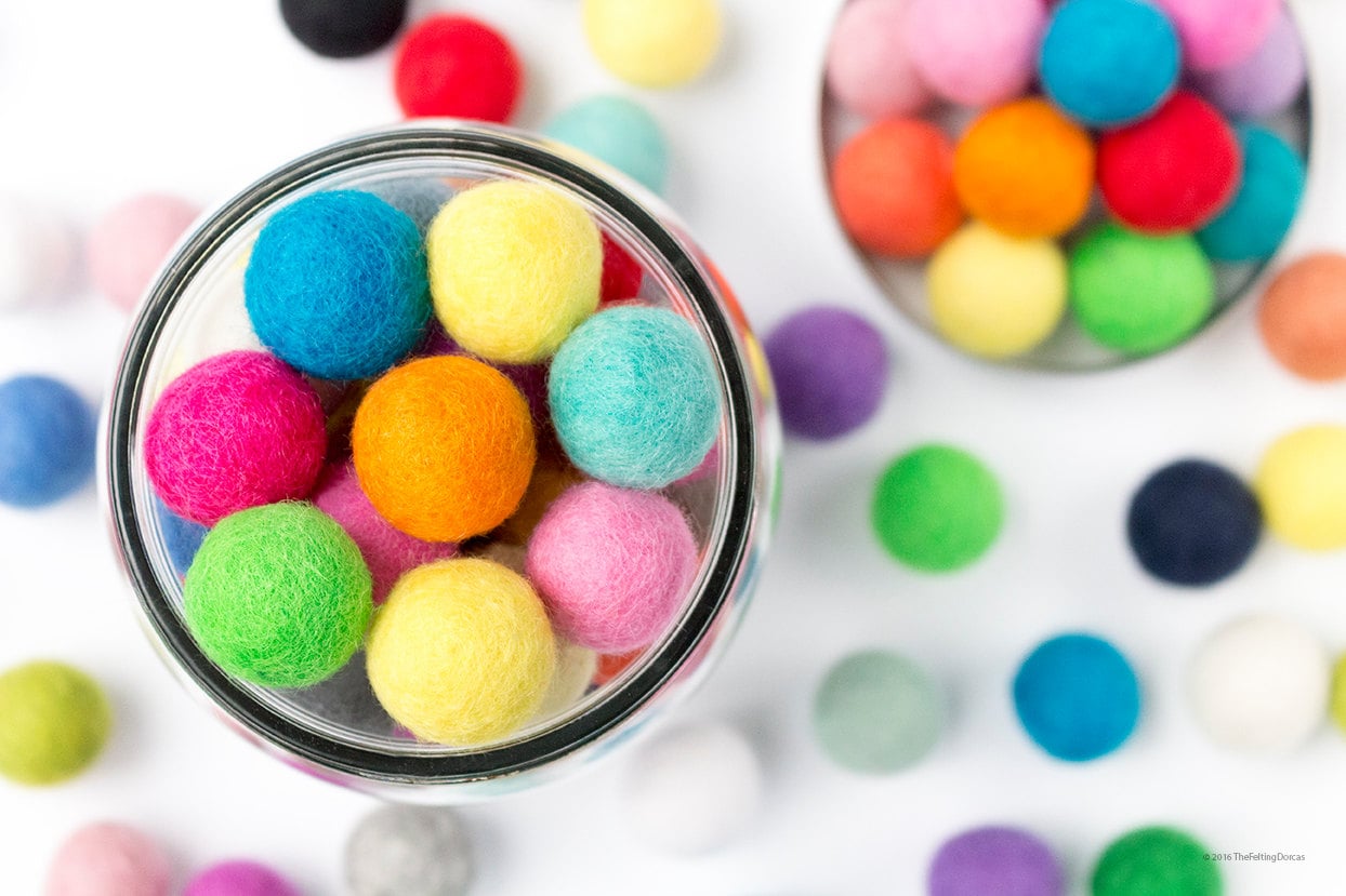 Wool Felt Ball x 100 Multicolour - Felt Pom Poms Mixed Colour - Wool …
