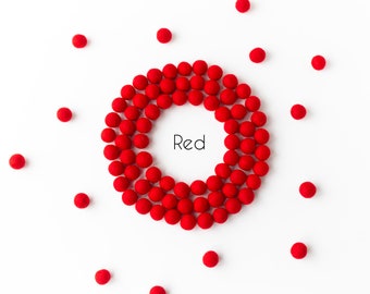 Wool Felt Balls - Felt Pom Poms - Wool Balls - Wool Beads - Red - DIY Felt Ball Garland - DIY Felt Ball Mobile - DIY Necklace