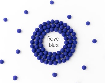 Royal Blue Wool Felt Balls - 2.5cm Felt Pom Poms - 25mm Wool Balls - Felted Beads - DIY Felt Ball Garland - Baby Mobile - Craft Supplies