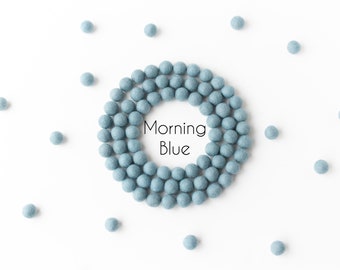 Morning Blue Wool Felt Balls - 2.5cm Felt Pom Poms - 25mm Wool Balls - Felted Beads - DIY Felt Ball Garland - Baby Mobile - Craft Supplies