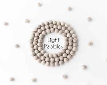 Light Pebbles Wool Felt Balls - 2.5cm Felt Pom Poms - 25mm Wool Balls - Felted Beads - DIY Felt Ball Garland - Baby Mobile - Craft Supplies