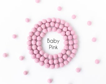 Baby Pink Wool Felt Balls - 2.5cm Felt Pom Poms - 25mm Wool Balls - Felted Beads - DIY Felt Ball Garland - Baby Mobile - Craft Supplies