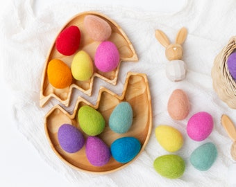 Rainbow Felt Easter Eggs x 10 - Wool Felt Easter Eggs - DIY Easter - DIY Spring Decor - Felted Eggs - Rainbow Easter Eggs