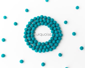 Turquoise Wool Felt Balls - 2.5cm Felt Pom Poms - 25mm Wool Balls - Teal Felted Beads - DIY Felt Ball Garland - Baby Mobile - Craft Supplies