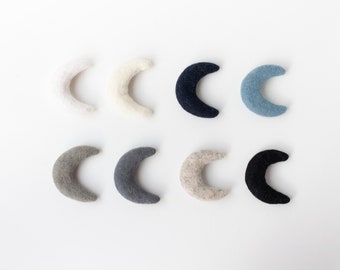 Bulk Pack Felt Moons x 10 - Wholesale Felted Moons - Wool Felt Moons - DIY Baby Mobile - DIY Garland