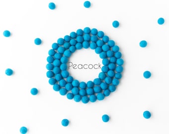 Peacock Blue Wool Felt Balls - 2.5cm Felt Pom Poms - 25mm Wool Balls - Felted Beads - DIY Felt Ball Garland - Baby Mobile - Craft Supplies