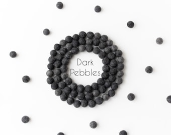Dark Pebbles Grey Wool Felt Balls - 2.5cm Felt Pom Poms - 25mm Wool Balls - Felted Beads - DIY Felt Ball Garland -Baby Mobile-Craft Supplies