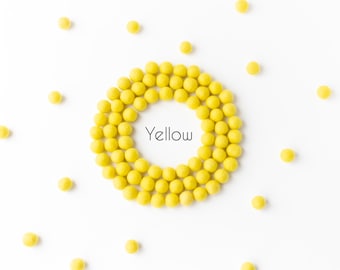 Wool Felt Balls - Felt Pom Poms - Wool Balls - Wool Beads - Yellow - DIY Felt Ball Garland - DIY Felt Ball Mobile - DIY Necklace