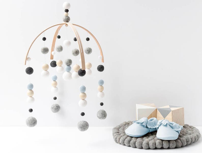 grey cot mobile