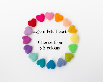 4cm - 5cm Felt Heart - Custom Felt Heart Pack - DIY Heart Garland - DIY Valentines Day Craft - Photo props