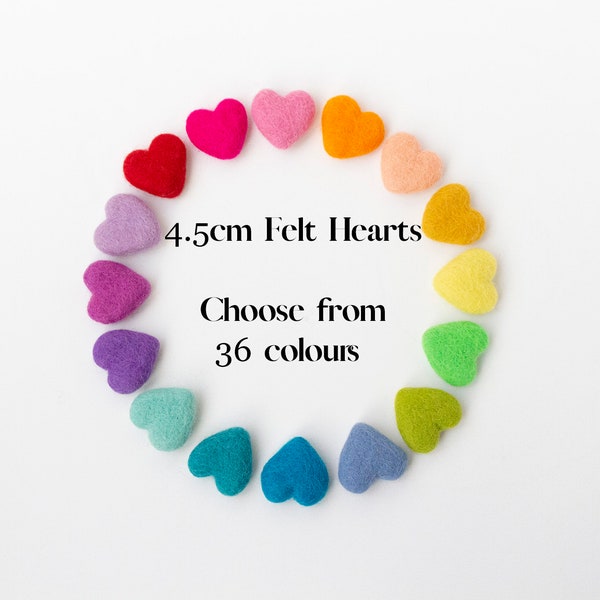 4cm - 5cm Felt Heart - Custom Felt Heart Pack - DIY Heart Garland - DIY Valentines Day Craft - Photo props