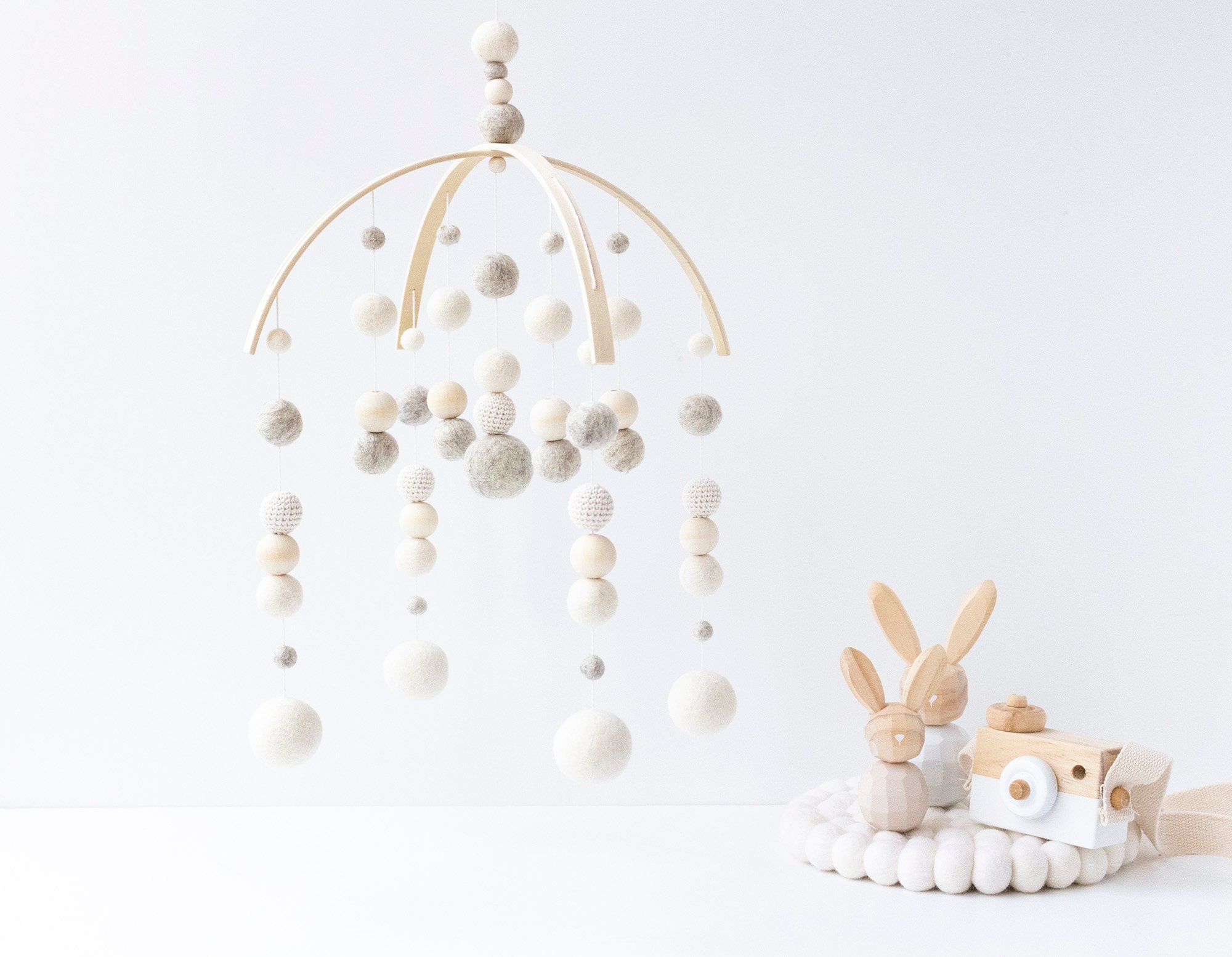 Neutral Baby Mobile - Cream and Grey Baby Mobile - Gender Neutral Bab…