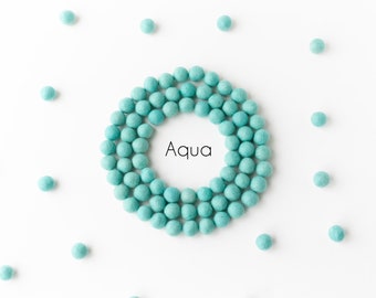 Aqua Wool Felt Balls - 2.5cm Felt Pom Poms - 25mm Wool Balls - Felted Beads - DIY Felt Ball Garland - Baby Mobile - Craft Supplies