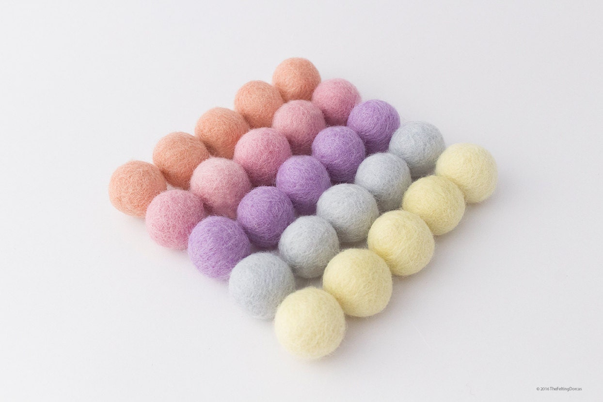 2.5cm Wool Felt Ball X 25 Pastel Colours. 25mm Felt Balls Etsy Australia