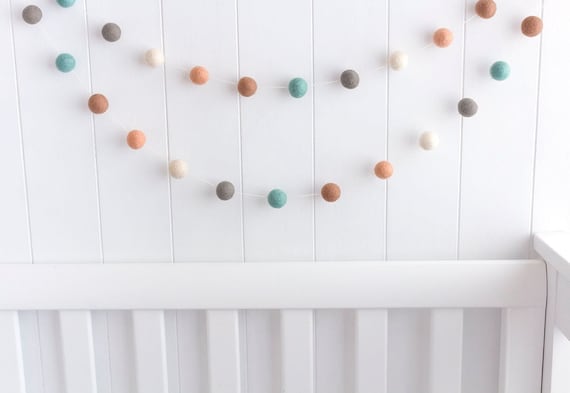 Felt Ball Garland. Nursery Pom Pom Garland. Kids Room Decor