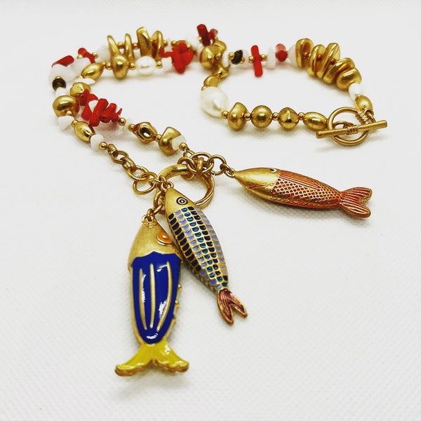 Starfish pendant beaded necklace