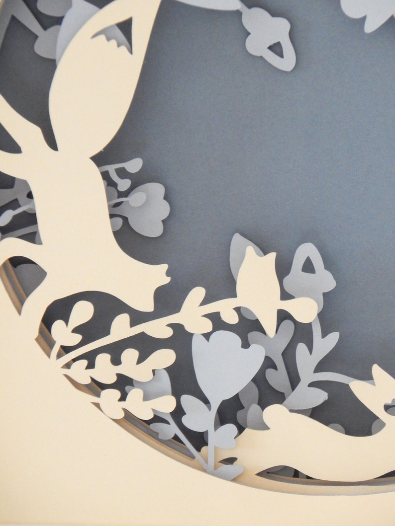 Woodland paper cut art. Forest paper cut out. Woodland