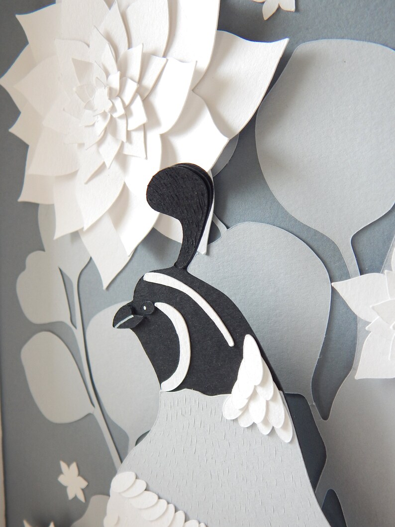 Quail art. Quail decor. Quail wall art. Quail paper cut. Bird Etsy