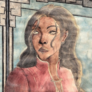 Shan Liu : an handmade ink painting, watercolor portrait, portrait of a noble woman