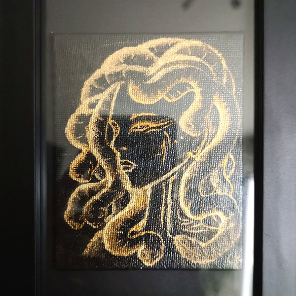 Medusa : peinture à l'encre fait-main, art original, art mythologique