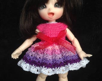 Handmade Crochet Pukifee, Lati Yellow, Middie Blythe Dress- Bubblegum Dress- Pink & Purple