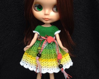 Handmade Crochet Blythe Dress - Spring Dress - Yellow & Green