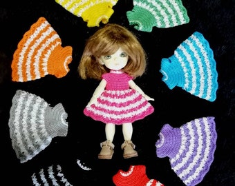 Handmade Crochet Lati Yellow Retro Stripe Dress - multiple colours available