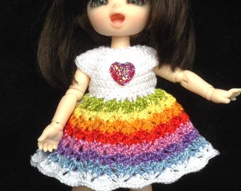 Handmade Crochet Pukifee Dress - Rainbow Heart Dress with/without Bloomers